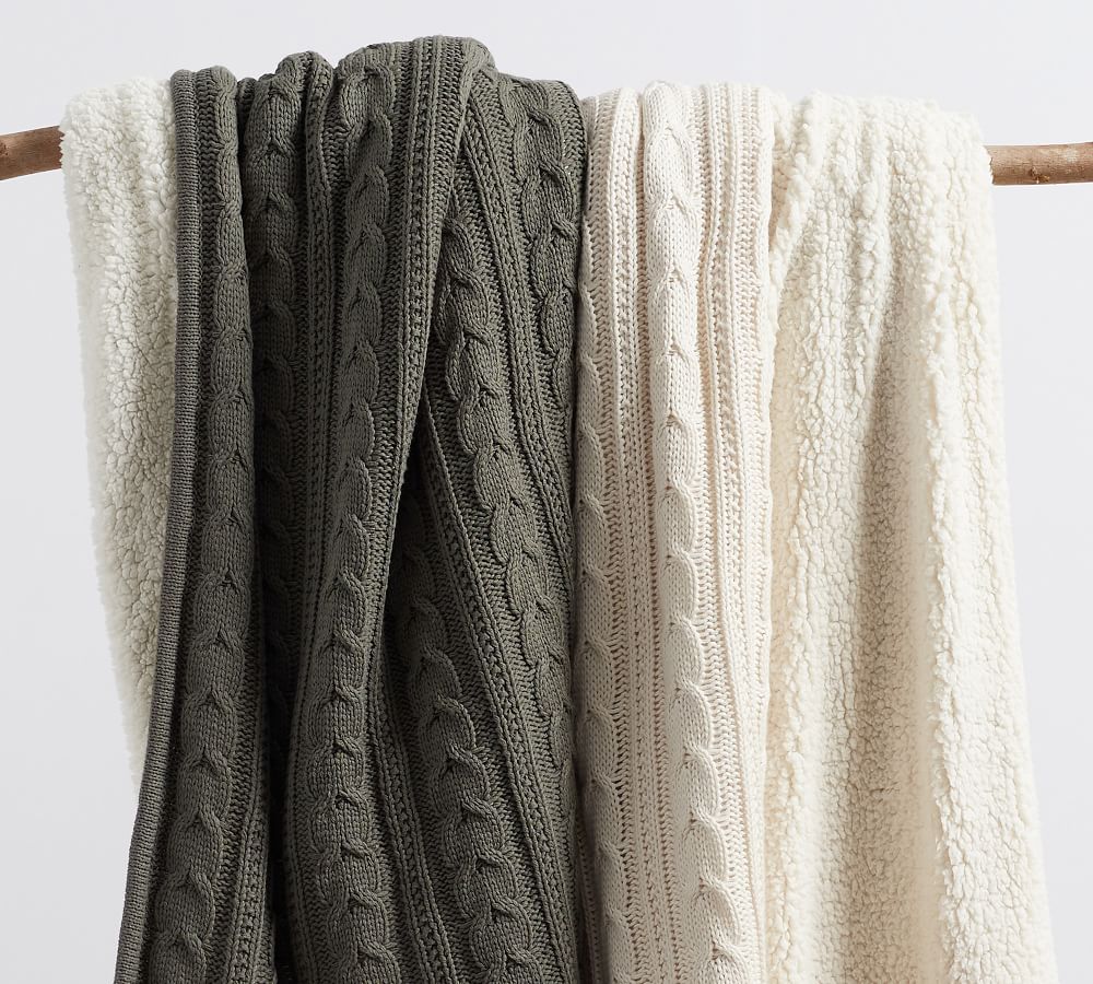 Cozy Cable Knit Throws Pottery Barn