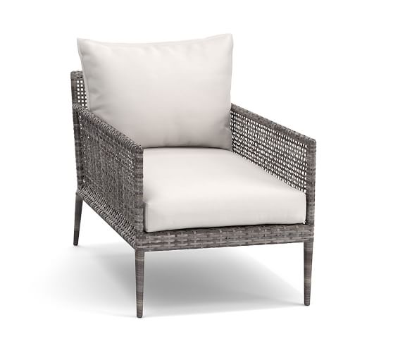 Cammeray All Weather Wicker Patio Lounge Chair Gray Pottery Barn - Gray Wicker Patio Chair With Ottoman