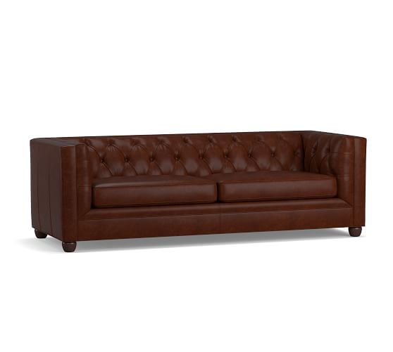 Chesterfield Square Arm Leather Sofa, Leather Sofa Chesterfield