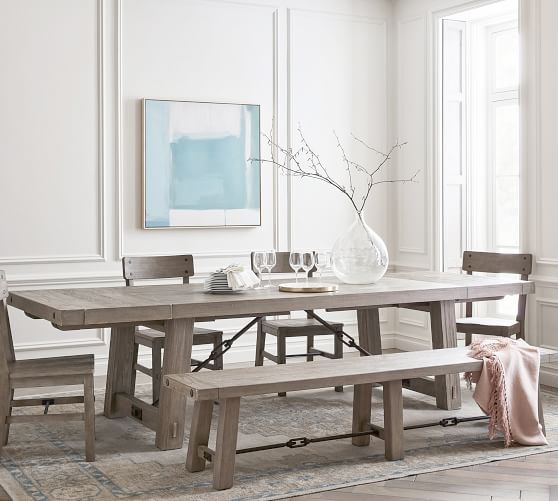 Benchwright Extending Dining Table, Dining Room Table With Bench