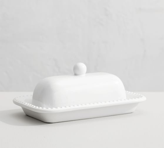 Emma Beaded Stoneware Butter Dish