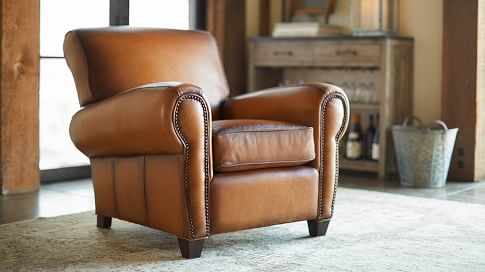 Manhattan Leather Armchair With, Leather Club Chair