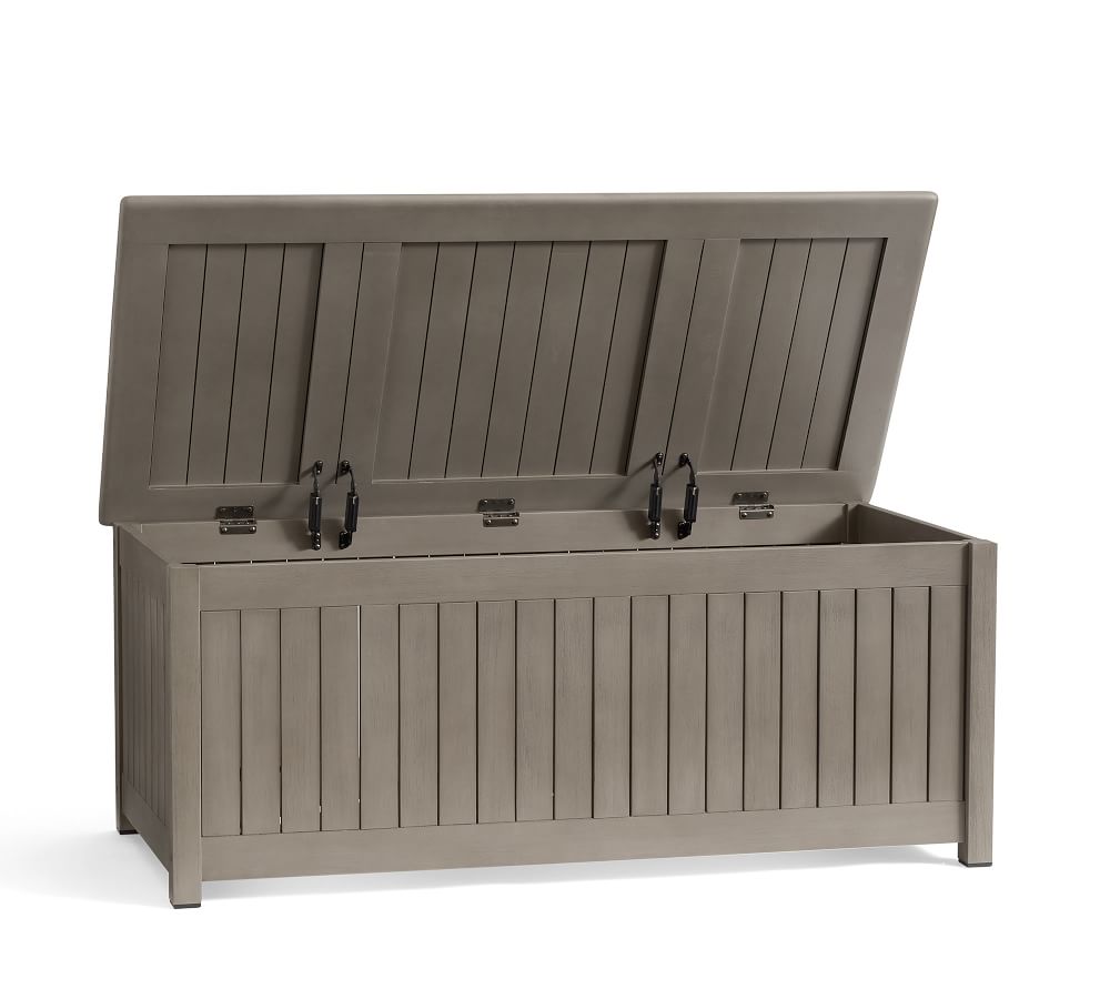 Chatham FSC® Mahogany Storage Bench, Gray | Pottery Barn