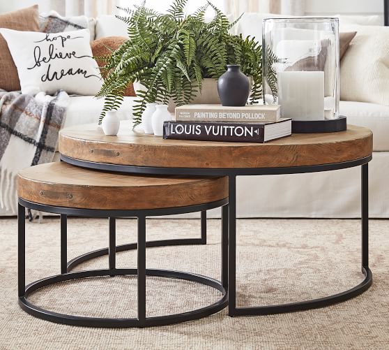 Malcolm Round Nesting Coffee Tables, Pottery Barn Sofa Side Tables