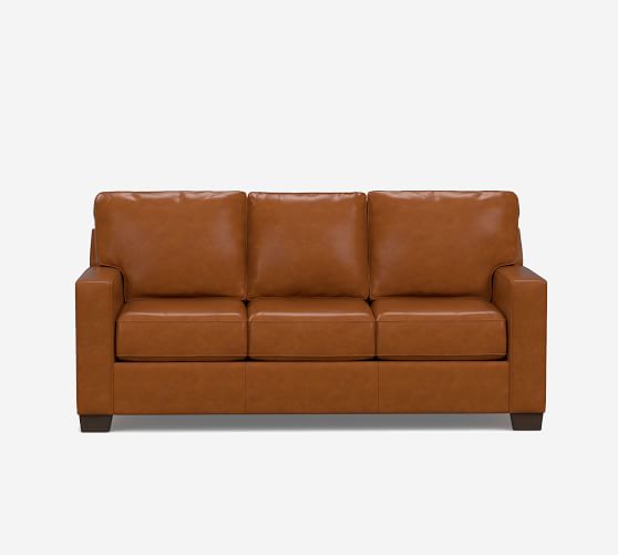 Buchanan Square Arm Leather Sleeper, Brown Leather Sleeper Sofa