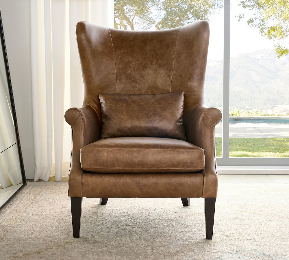 Champlain Wingback Leather Chair, Wingback Leather Recliners