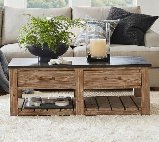 Parker 50 Reclaimed Wood Coffee Table, Reclaimed Wood Sofa Table Top