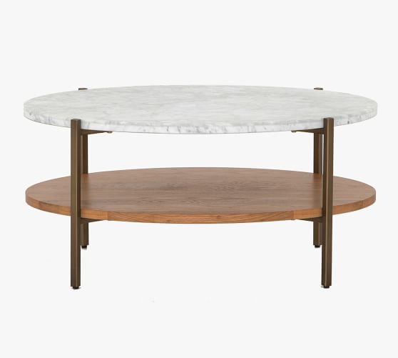 Modern 36 Oval Marble Coffee Table, Small Oval Solid Wood Coffee Table