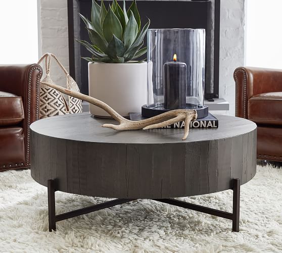 Fargo 40 Round Reclaimed Wood Coffee, Round Side Table Skirt
