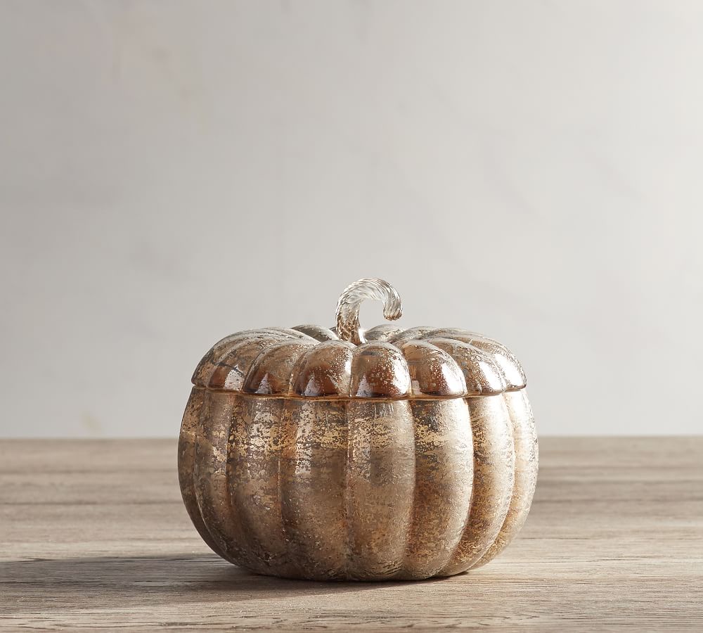 Mercury Glass Pumpkin Candle - Harvest Spice | Pottery Barn