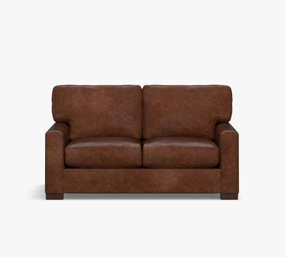 Turner Square Arm Leather Sofa, Leather Couch Loveseat