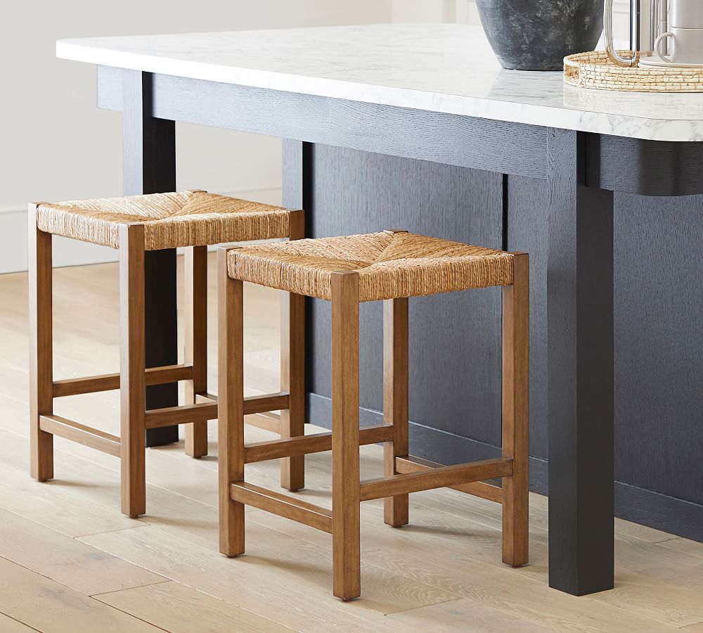 Malibu Woven Backless Bar Counter Stools Pottery Barn