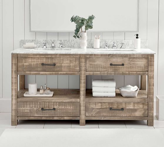 Paulsen Reclaimed Wood Double Vanity Pottery Barn Paulsen Reclaimed Wood Double Vanity, Barn Wood Vanity Cabinets