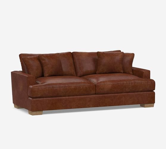 Sullivan Fin Arm Deep Seat Leather Sofa, Deep Seat Leather Sofa