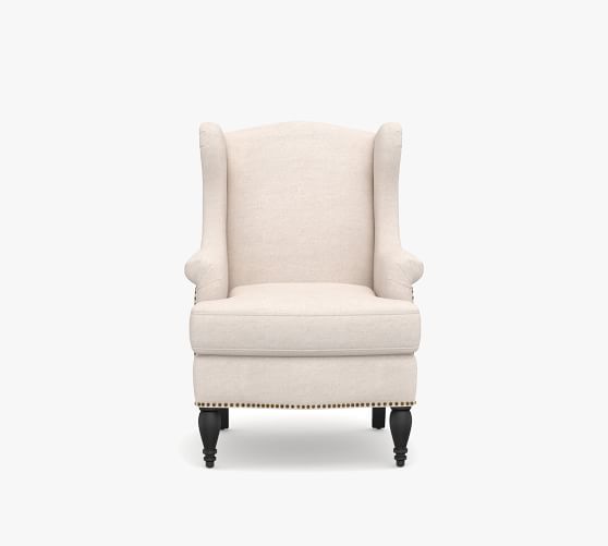 Delancey Petite Upholstered Wingback Armchair Pottery Barn