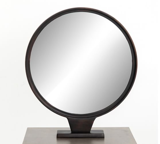 Round Zenon Mirror On Stand Pottery Barn, Round Vanity Mirror On Stand