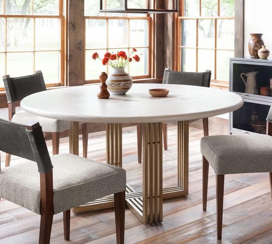 Kilmer Round Pedestal Dining Table, 60 Inch Round Pedestal Dining Table With 6 Chairs