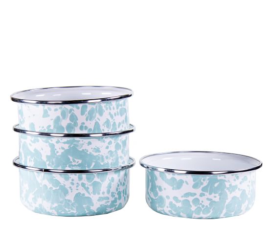 Golden Rabbit Sea Glass Enamel Soup Bowls Set Of 4 Pottery Barn Golden Rabbit Sea Glass Enamel Soup, Glass Soup Bowls