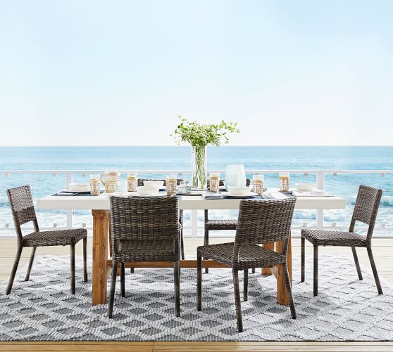 Perfect Pair Capitola Dining Table Torrey Stackable Chair Charcoal Gray Pottery Barn Perfect Pair Capitola Dining Table, Round Table Capitola