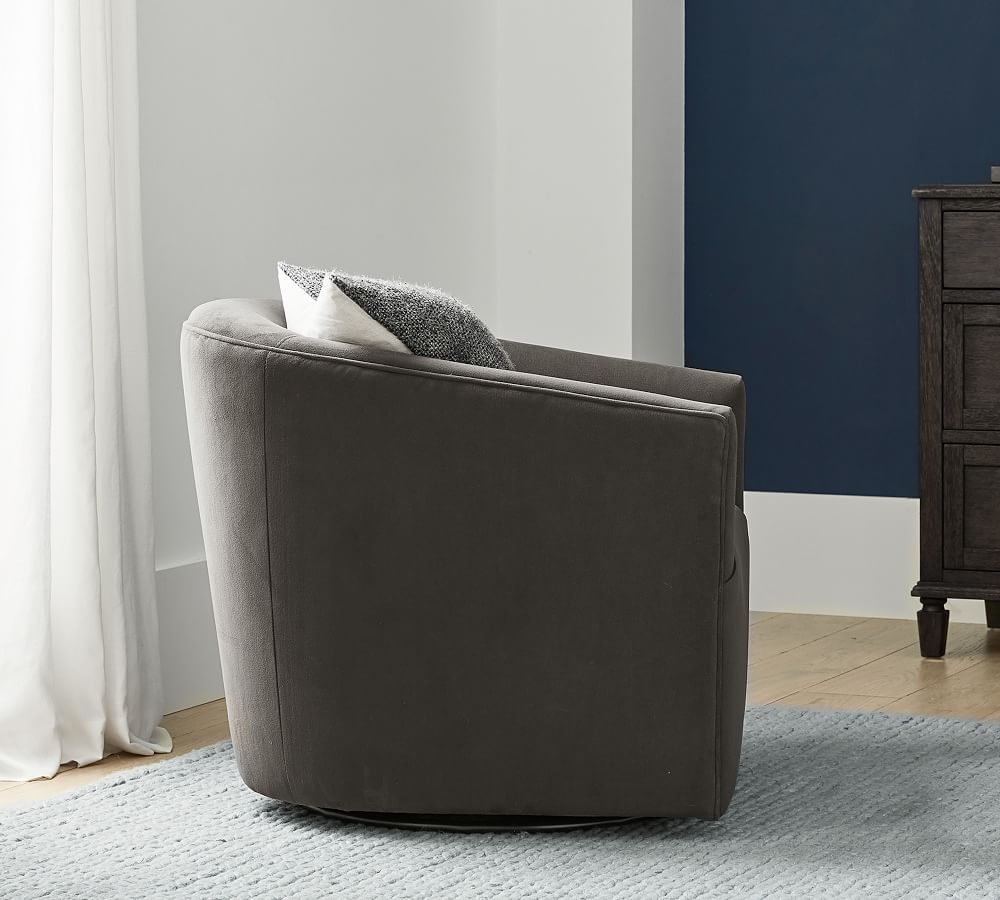 Baldwin Upholstered Swivel Armchair | Pottery Barn