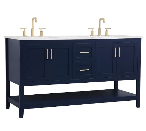 Belleair 60 Double Sink Vanity Pottery Barn - 60 Bathroom Vanity Single Sink Blue