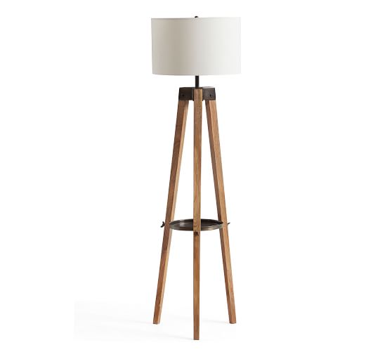 Miles Tripod Wood Floor Lamp Pottery Barn, Floor Lamps With Table Pottery Barn