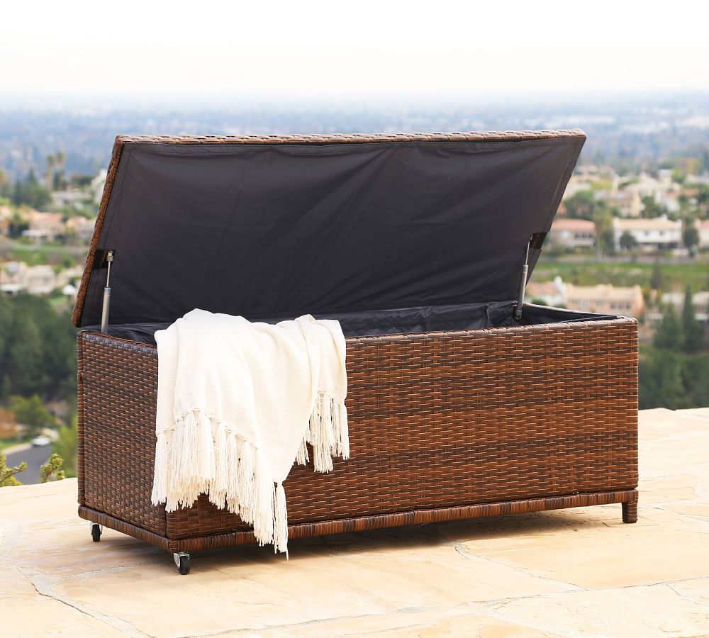 Bellflower All-Weather Wicker Storage Bench | Pottery Barn