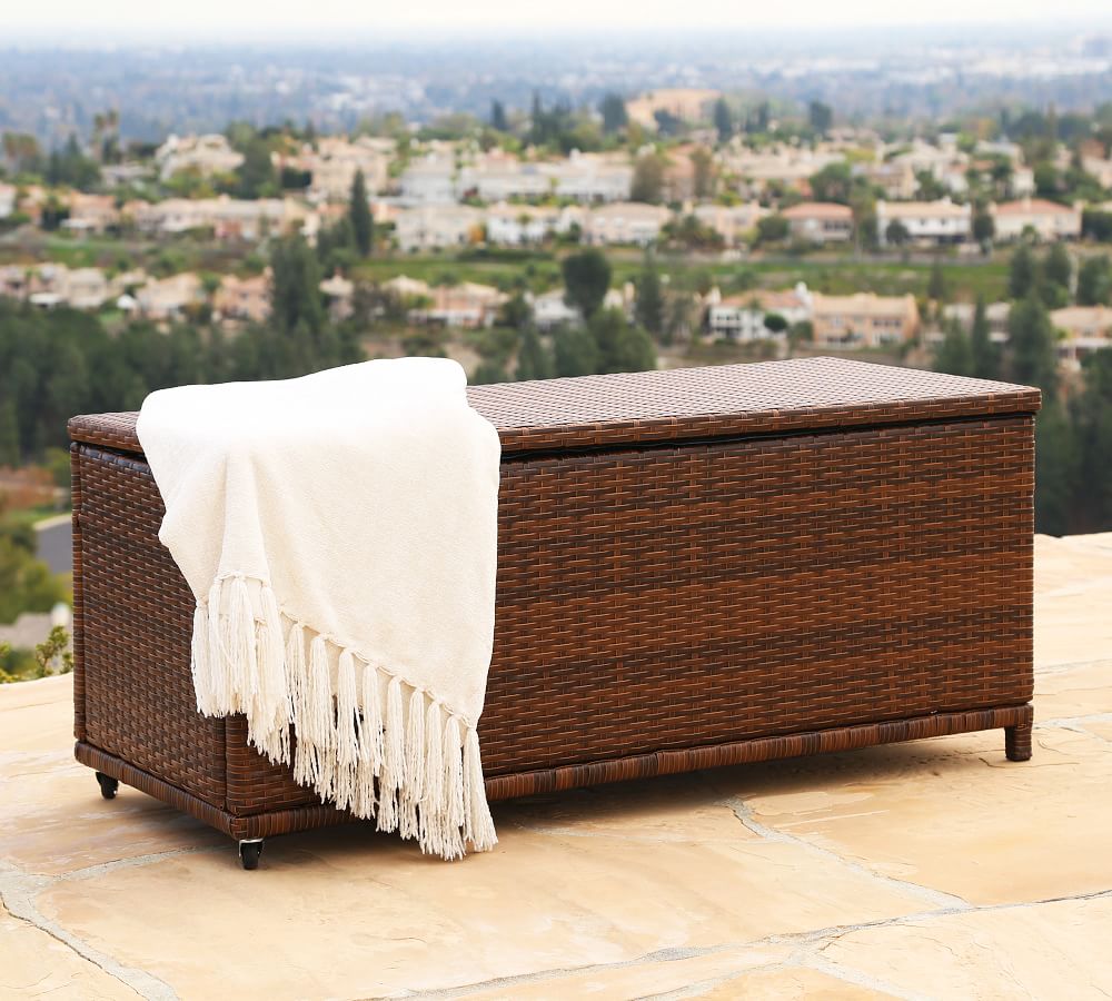 All Weather Wicker Storage Bench