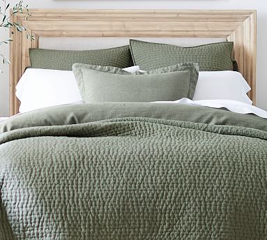 Pick-Stitch Handcrafted Cotton/Linen Quilt Shams