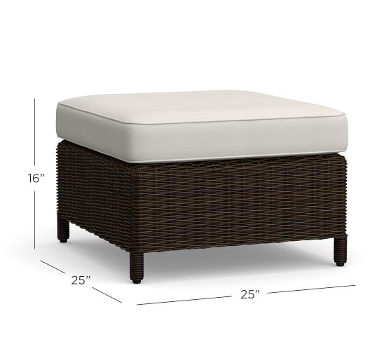 Torrey Indoor Outdoor All Weather Wicker Lounge Ottoman Espresso Pottery Barn