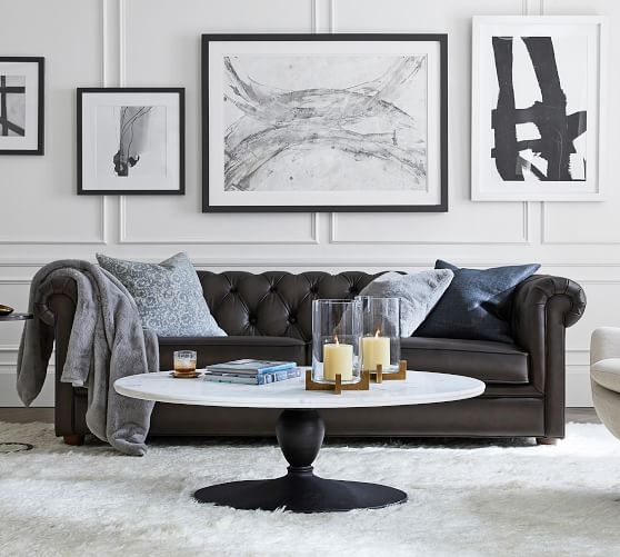Chesterfield Leather Sofa Pottery Barn, Black And White Leather Sofas