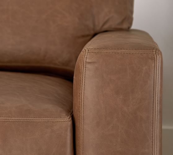 Turner Square Arm Leather Armchair, Taupe Leather Chair