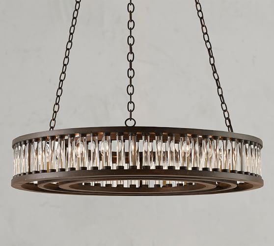 Lana Crystal Round Chandelier Pottery, Round Wrought Iron Chandelier