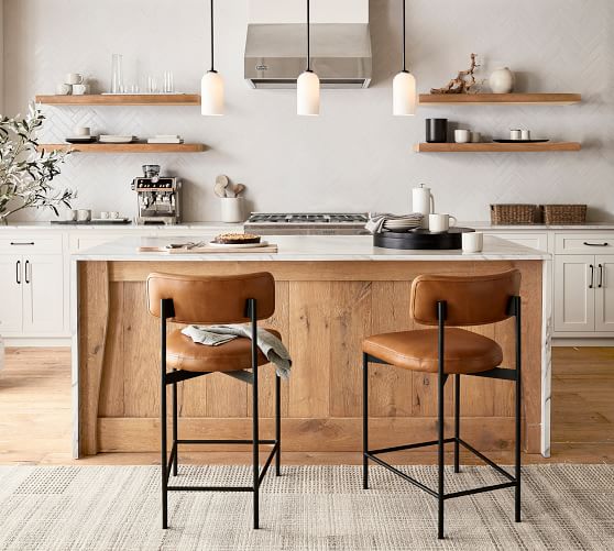 Maison Leather Bar Counter Stools, Red Leather Bar Stools Kitchen