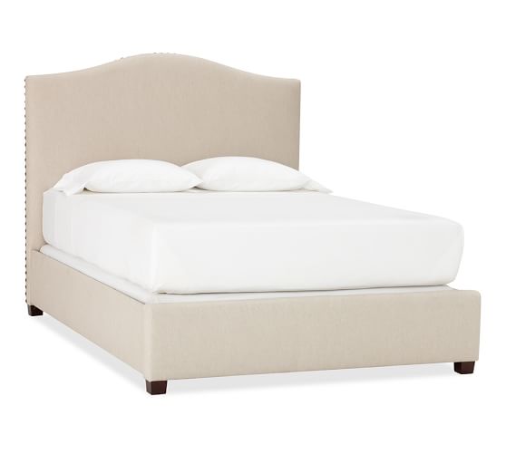 Raleigh Curved Upholstered Tall Bed, Tall Bed Frame Full
