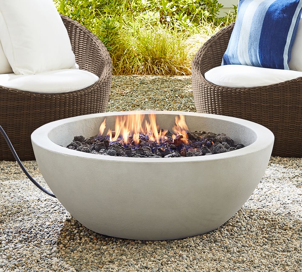 Nerissa Concrete 38 Round Natural Gas Fire Pit Table Pottery Barn