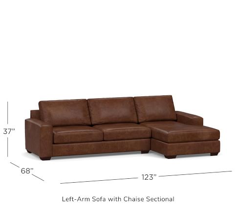 Big Sur Square Arm Leather Sectional, Brown Leather Sectional Sofa With Chaise