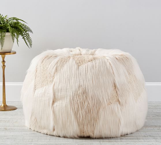 pottery barn leather bean bag