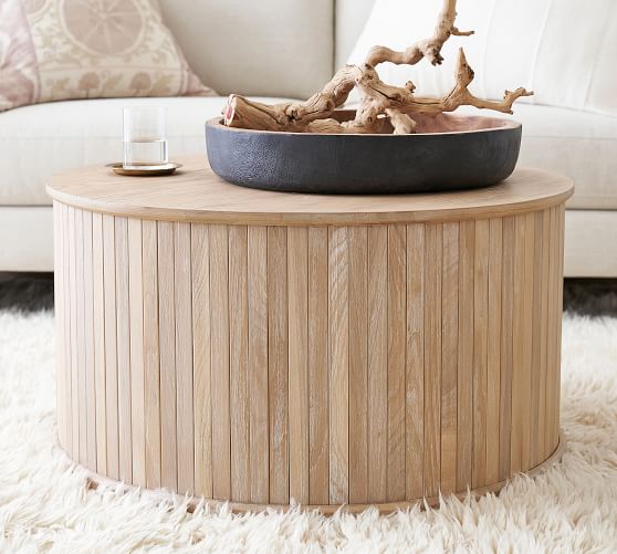 Round Coffee Table With Blanket Storage, Round Sofa Table With Storage