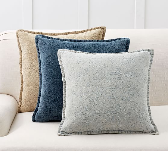white chenille pillow