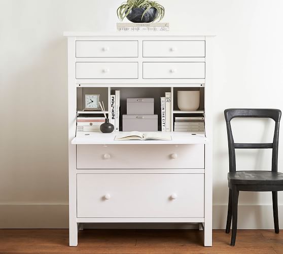 White Secretary Desk With Hutch, White Desk With File Drawer And Hutch