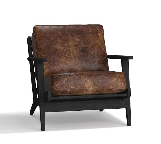 Raylan Leather Armchair Pottery Barn, Distressed Leather Armchair