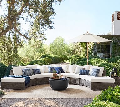 Huntington All Weather Wicker Rounded, Round Outdoor Sectional Sofa
