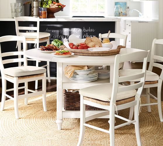 Shayne Round Drop Leaf Kitchen Table, White Round Dining Room Table With Leaf