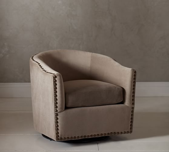 Harlow Upholstered Swivel Armchair, Upholstered Swivel Chairs With Arms