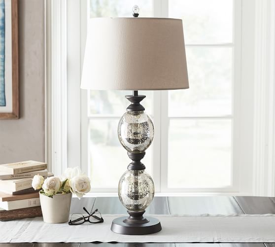 Stacked Mercury Glass Table Lamp, Pottery Barn Table Lamp Shades