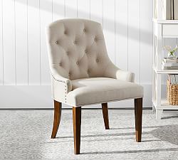 Louis Square Desk Chair Pottery Barn, Upholstered Desk Chair No Wheels