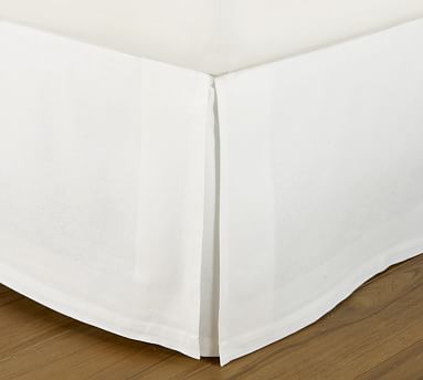 white linen bed skirt queen