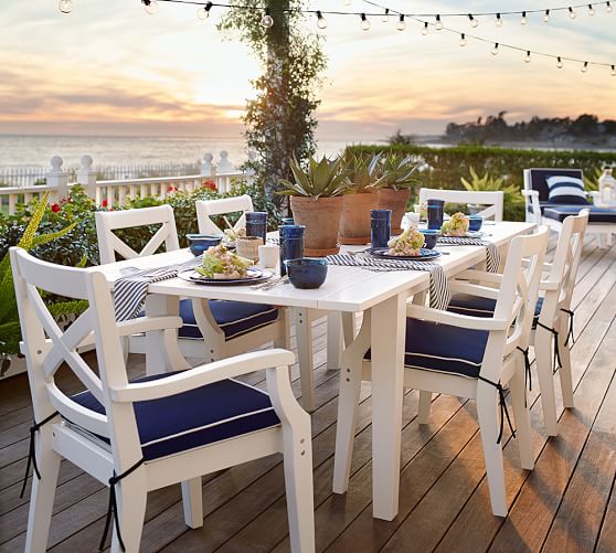 Universal Outdoor Dining Chair Cushions, White Outdoor Dining Set