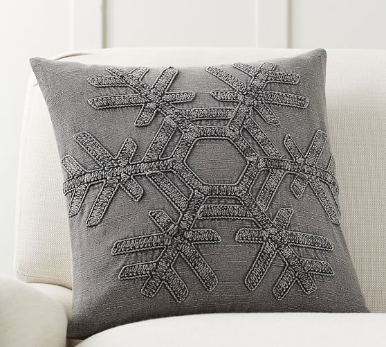 gray snowflake pillow